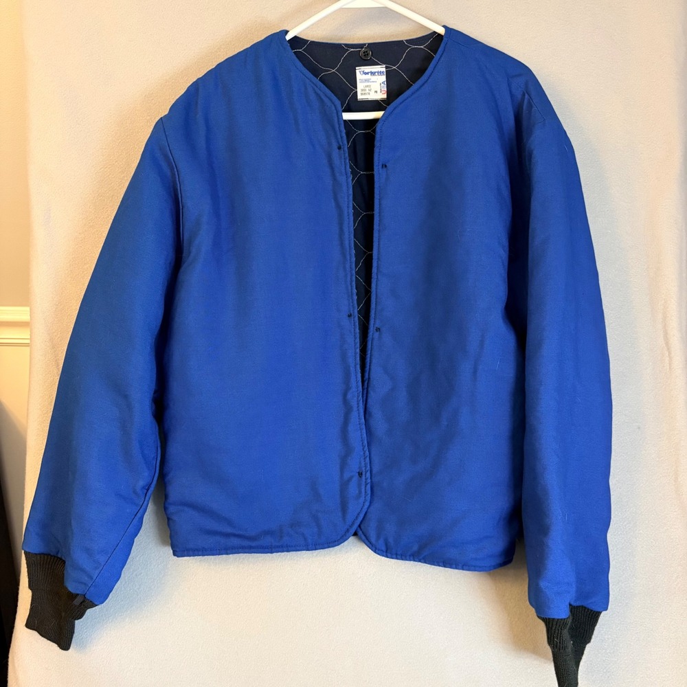 Workrite Nomex IIIA Flame Resistant Quilted Liner Jacket Blue USA Vintage L